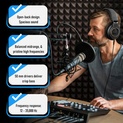 Philips Open Back Wired Headphones - Cushioned Over Ear Headphones with Adjustable Headband for Ultimate Comfort and Superior Sound Quality, Plugs into TV, Stereo or PC, Ideal for Podcasts or Music