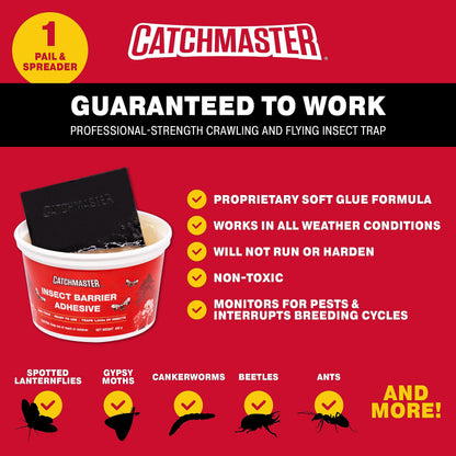 Catchmaster Insect Barrier Kit for Trees -Outdoor Insect Glue Traps for Ornamental Plants, Shrubs & Trees - DIY Beetles, Lanternflies, Cankerworms, Gypsy Moth & Ant Traps - Includes Spreader