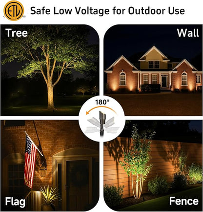 Gardenreet Spot Light Brass - Outdoor Landscape Spotlights 12V, LED Low Voltage Landscaping Uplights, All Weather Hard-Wired Bronze for Backyard Lawn with No Bulbs (8 Pack)