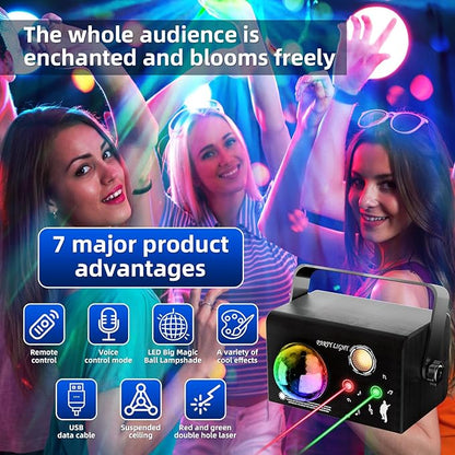 Square Party Lights, 4 Modes Sound Activated DJ Disco Light with Remote & Strobe, USB Powered Dance Stage Lights for Home Party, Birthday, Wedding, Karaoke, KTV, Bar, Club, Halloween Decor