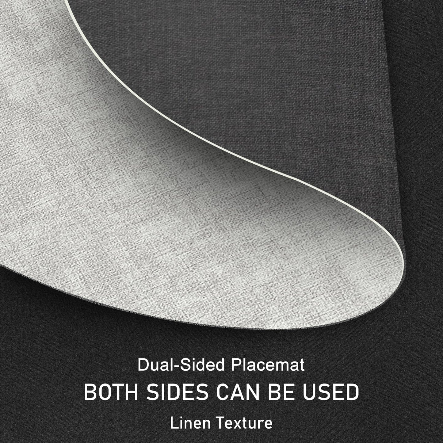 13" Round Placemats Set of 6 with Coasters, Reversible Faux Leather Heat Resistant Table Mats, 100% Waterproof Oilproof Wipeable Double-Sided Place Mats for Indoor/Outdoor Use (Light Grey) ﻿ ﻿
