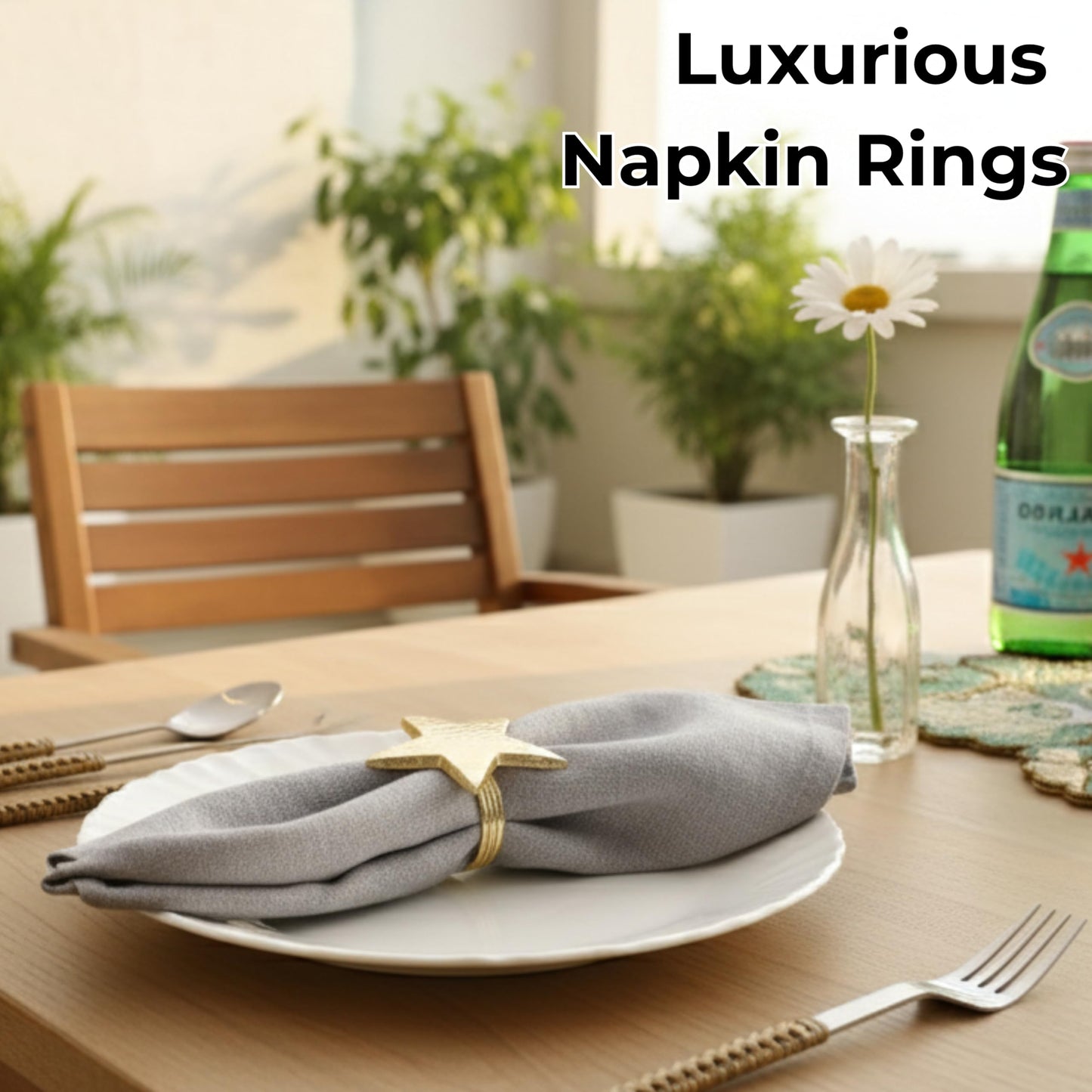 ALPHA Living HOME Napkin Rings Set of 12, Star Napkin Holders, Rustic Napkin Rings, Premium Metal Napkin Ring Bulk for Party Decoration, Dinning Table, Everyday, Family Gatherings (Gold)
