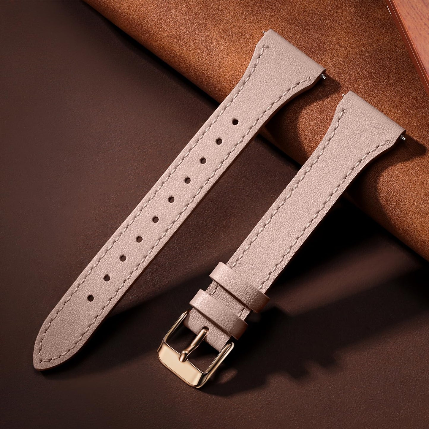 GEAK Slim Leather Band Compatible with Galaxy Watch 7 Band/6 5 4 FE 40mm 44mm/5 pro 45mm/Classic/Galaxy Active 2, 20mm Genuine Leather Strap with Quick Release Buckle for Samsung Watch Bands Women
