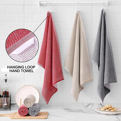 Homaxy Premium Kitchen Towels, Large Cotton Kitchen Hand Towels, Flat and Terry