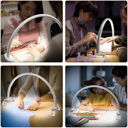 Large Half Moon Desk Lamp,24" Arch Light for Nail Techs, Brightness Adjustable,Suitable for Nail Beauty Crafts Sculpture Salon&HomeLighti
