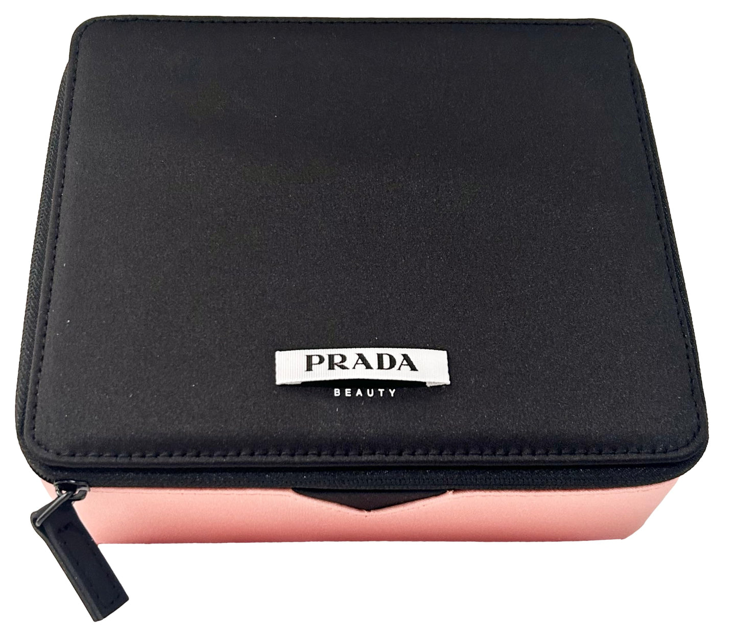 Prada Black Pink Train Case Beauty Fragrance Paradoxe Cosmetic Pouch Makeup Bag (EMPTY MAKEUP BAG) - Approx MEDIUM 7L x 6H x 2.5W - 0697