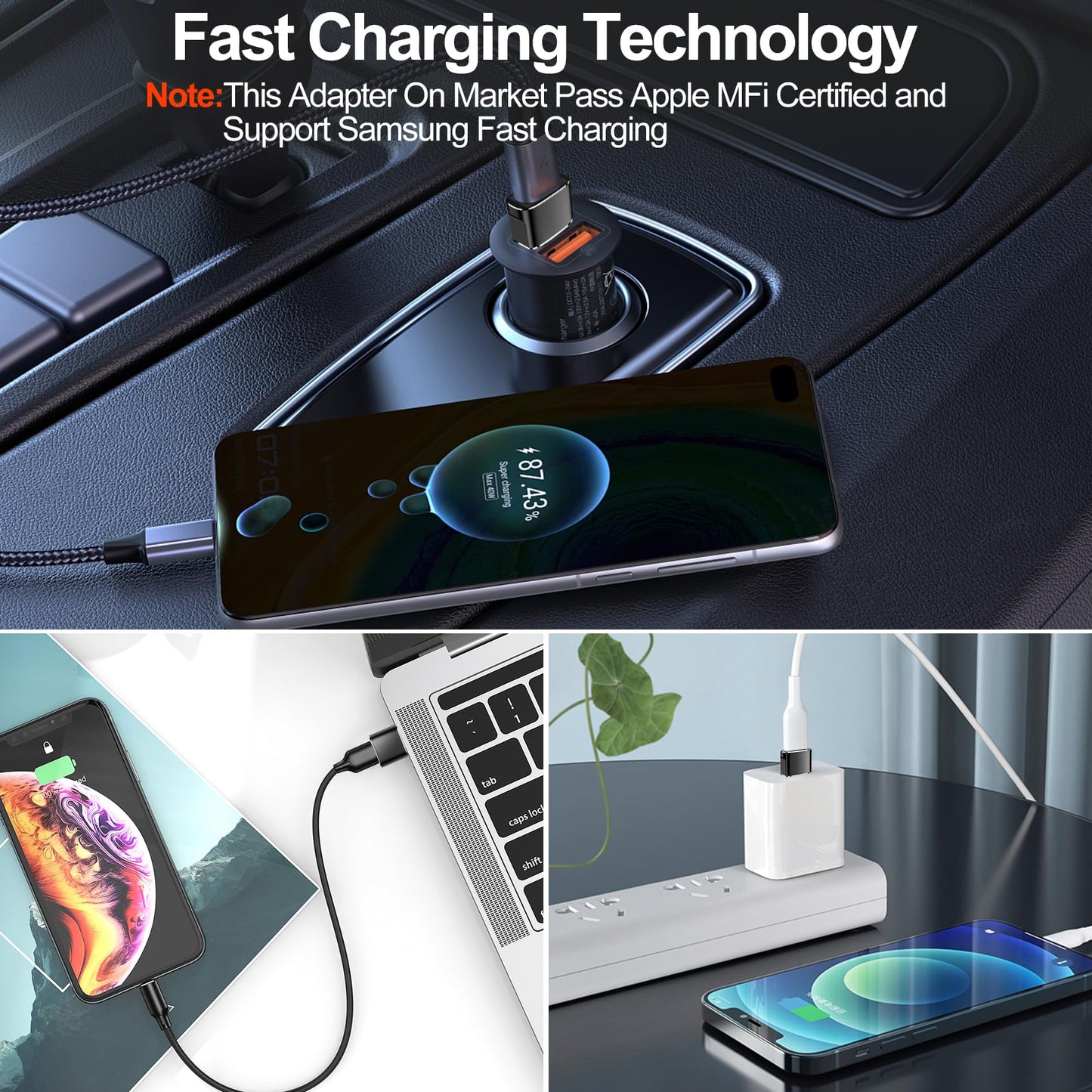 𝟒𝐏𝐚𝐜𝐤 𝐔𝐩𝐠𝐫𝐚𝐝𝐞𝐝 USB to USB C Adapter,Type-C Female to A Male Charger Converter for iPhone 17 Charger,iWatch Ultra SE 9 10,iPhone 17 Pro Max 16 15 12,Samsung S25,AirPods,iPad,Car,PS4