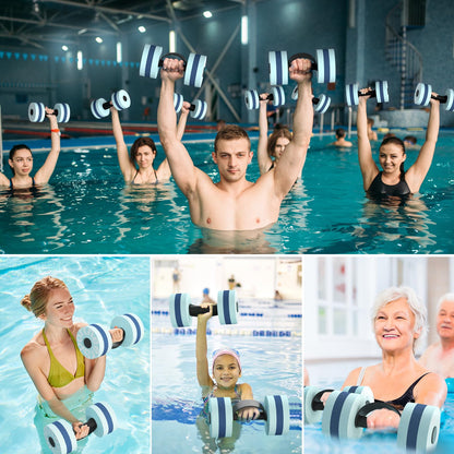 Sportneer Water Weights Aquatic Dumbbells: Pool Exercise Dumbbell Set of 2 EVA Foam Pool Weights with Handle Strip Aquatic Exercise Equipment for Water Aerobics Orange Pinstripe