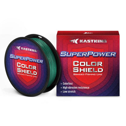KastKing Superpower ColorShield Braided Fishing Line, Moss Green, 10LB, 500Yards, X4
