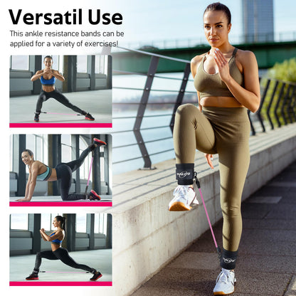 WALITO Ankle Resistance Bands with Cuffs, Exercise Bands for Legs and Butt, Booty Workout Equipment for Kickbacks and Hip Fitness Training