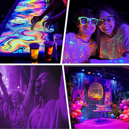 2 Pack 80W LED Black Lights, IP66 Waterproof Blacklight Flood Lights with Plug & Switch, UV Lighting for Halloween Party, Glow in The Dark, Body Paint, Stage & Neon Glow Decor