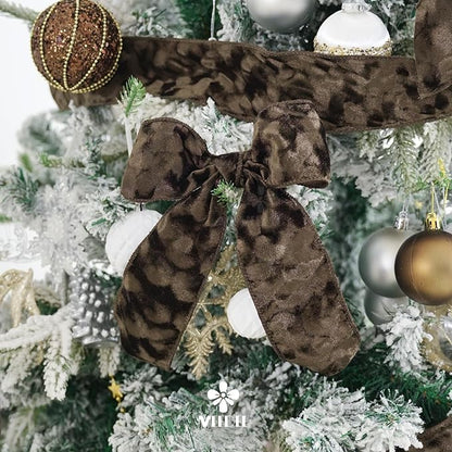 MEEDEE Brown Velvet Ribbon 2.5 inch Thick Velvet in 10 Yards Spool Fall Wired Ribbon for Wreaths, Christmas Tree, Gift Wrapping, Garland, Wreaths, Bows, Swags, Crafts Supply