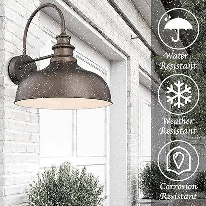 Bestshared 16 Inch Large Gooseneck Barn Light Farmhouse Wall Mount Light Fixture Exterior Sconce Lighting Outdoor Wall Lantern Light Vintage Farmhouse Barn Light(ORB+White, 16"-1pack)