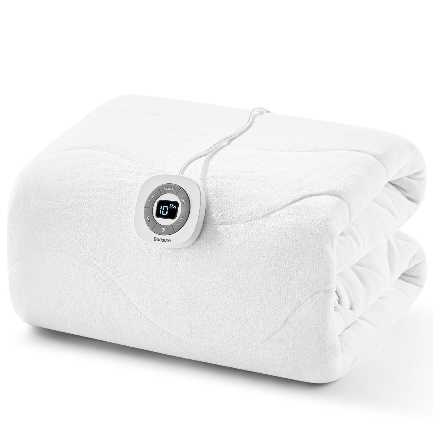 Bedsure Heated Mattress Pad King - Bed Warmer with Memory & Preheat Functions, 12-Hour Auto Off & 10 Heat Settings, Dual Controllers, Fast Heating, Brushed Electric Mattress Pad King, 78"x80"