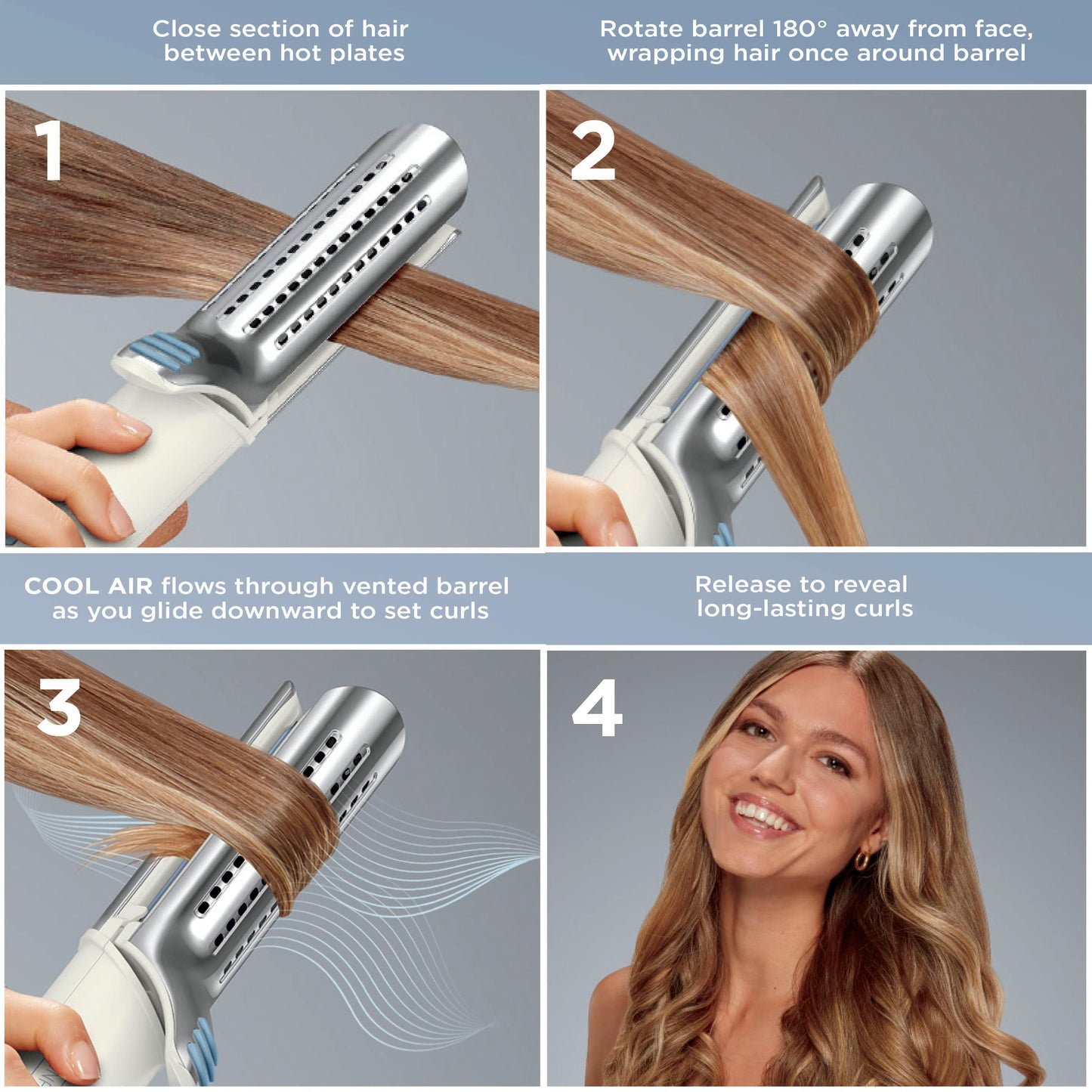 INFINITIPRO BY CONAIR 2-in-1 Cool Air Curling Iron and Flat Iron Luxe, Protects Against Damage and Locks in Style for Effortless Long Lasting Curls, Waves & Straight Looks with One Tool