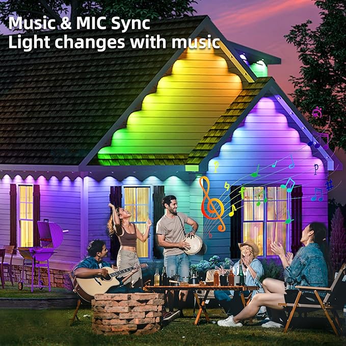 Permanent Outdoor Lights for House, 120ft 72 LEDs Smart RGB&IC LED Eaves Light, 212 Scene Modes, Alexa & Google Assistant Compatible, Daily Party Halloween Christmas Accent Lighting