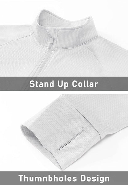 MAGCOMSEN Women's Lightweight Jacket Full Zip Long Sleeve Shirt Jacket Workout Jackets for Women Running Athletic Jackets White M