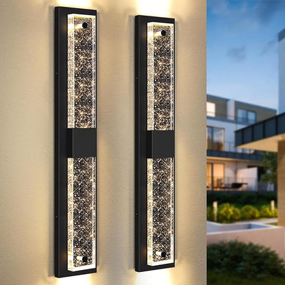 31.5in Large Size Outdoor Wall Light Fixtures with Crystal Bubble Glass, Waterproof Exterior Sconces LED Wall Lanterns, Porch Lights Wall Mounted 10W 3000K Outside Lights for House Front Door Garage