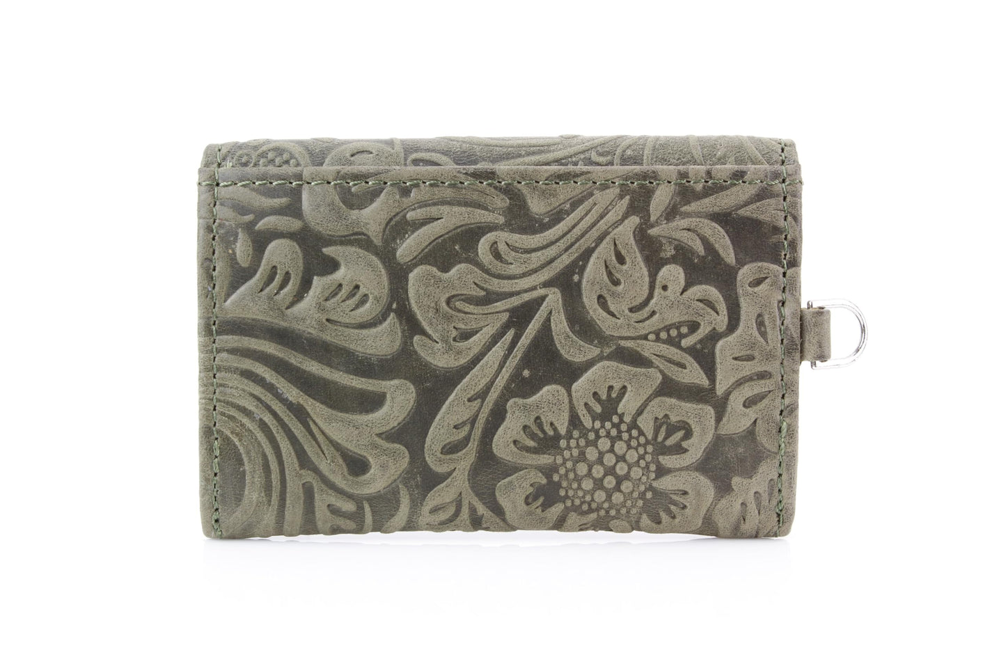 American Bison Small Floral Filigree Wristlet for Women – Compact Card Holder Wallet with Wrist Strap – Minimalist Clutch for ID, Credit Cards & Essentials (Green)