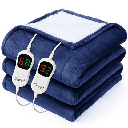 Homemate Electric Heated Blanket Twin - 62"x84" Heating Bed Blankets Throw with 10 Heating Levels 8 Hours Auto Off Fast Heating Over-Heated Protection Ultra Soft Warm Flannel ETL Certified Grey