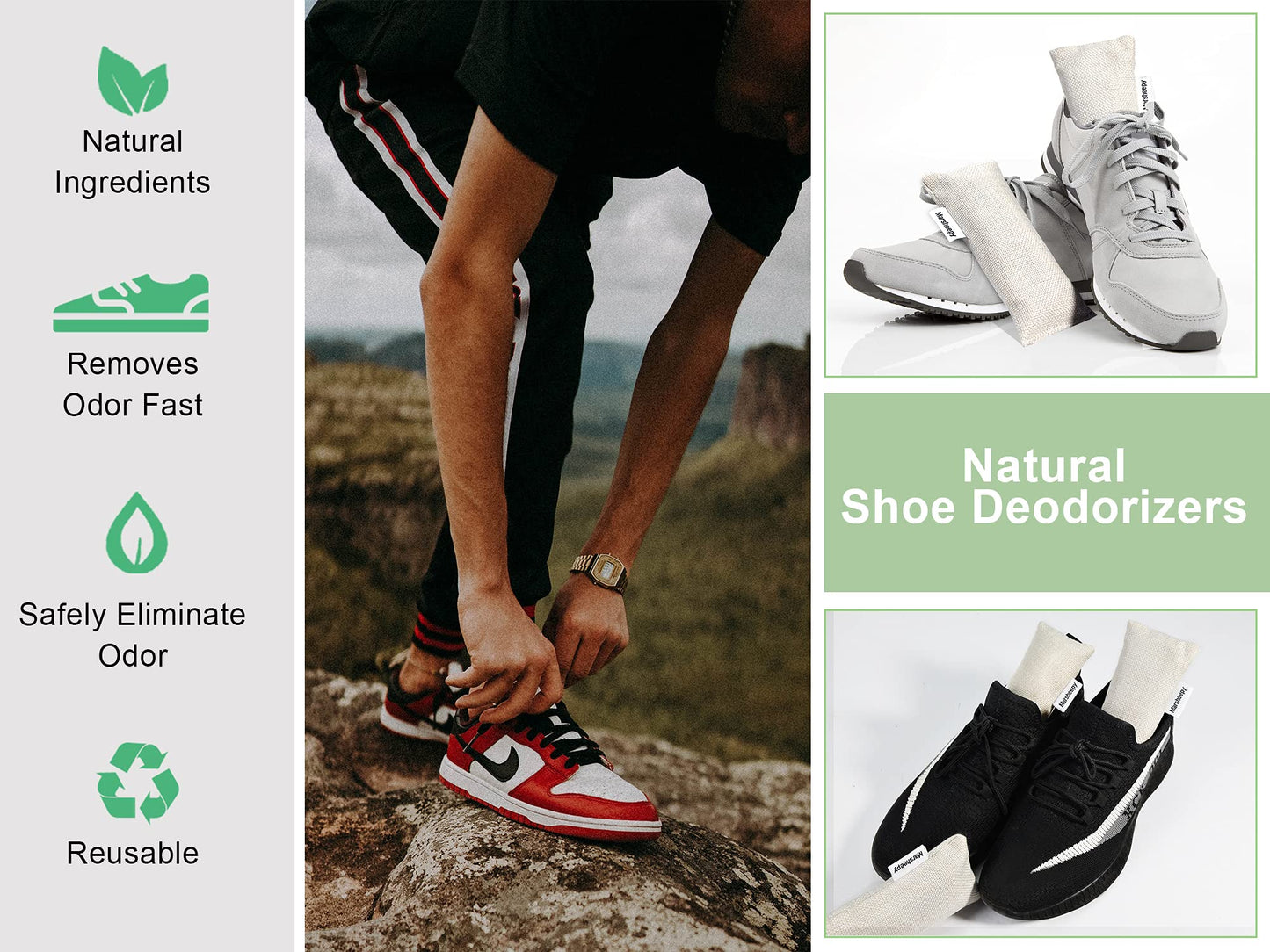 12 Pack Bamboo Charcoal Shoe Deodorizer Bags，Shoe Odor Eliminator,Charcoal Air Purifying Bags, Activated Charcoal Odor Absorber for Gym Bag, Car, Pet, Closet