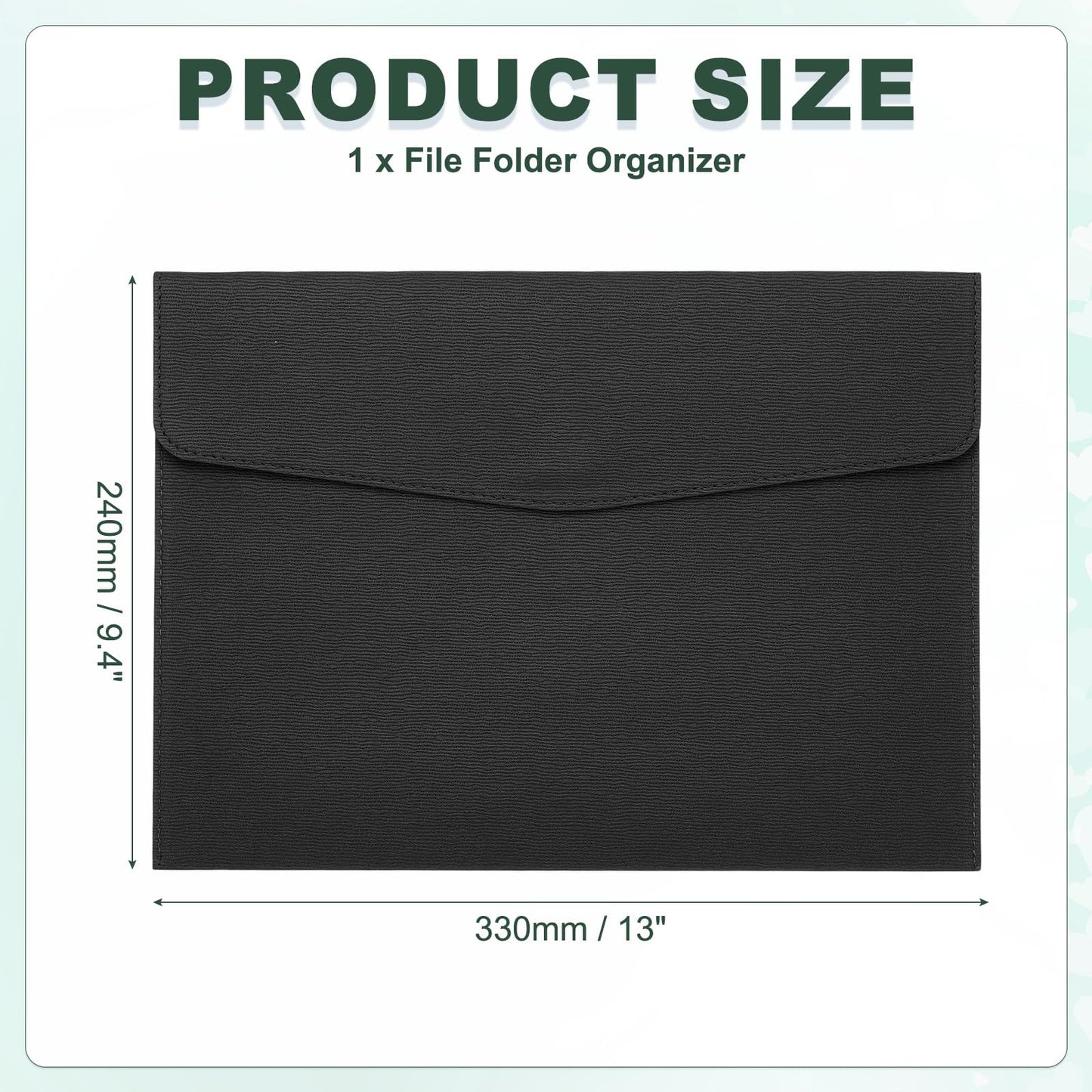 PATIKIL PU Leather A4 File Folder, Document Holder Filing Organizer Portfolio Envelope Folder Case with Snap Closure for Letter Receipt Style 4, Black