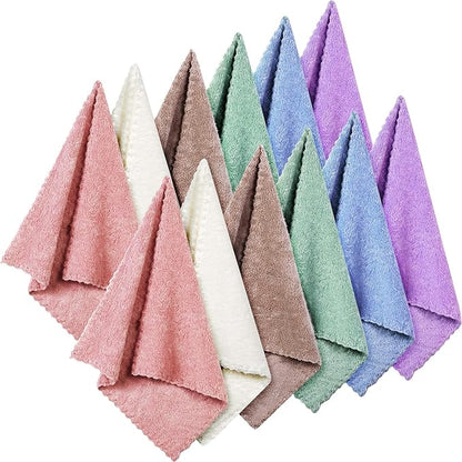 Syhood 12 Pieces Face Wash Cloth 12 x 12 in Makeup Remover Cloths Towel Coral