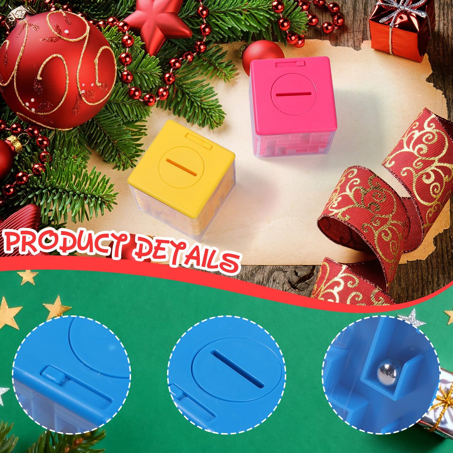 4 Pcs Money Box for Cash Gift Stocking Stuffers Plastic Cash Money Maze Puzzle Box for Adults Christmas Birthday Party Favors (Color)