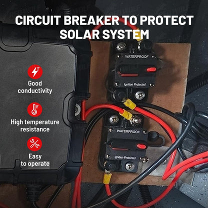 RED WOLF 20A Circuit Breaker Holder W/Manual Reset Switch 12-48V DC for Boat Trolling Motor Marine ATV Trailer Vehicles Stereo Audio Electronic Battery Fuse Solar Power System, 20 Amp Screws