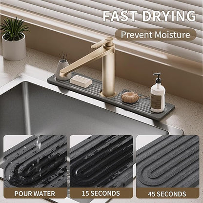 Faucet Mat for Kitchen Sink, Diatomite Stone Drying Sink Protectors, Bathroom