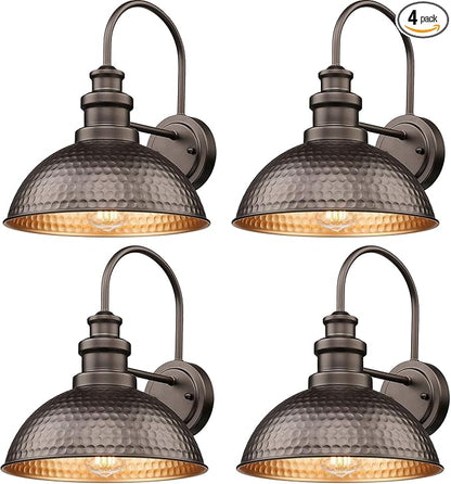 Casia Outdoor Farmhouse Barn Lights, Rustic Outdoor Wall Sconce, Exterior Wall Lights, Front Door Mounted Lighting Fixture,Vintage Gooseneck Lighting (Oil Rubbed Bronze, 4 Pack)