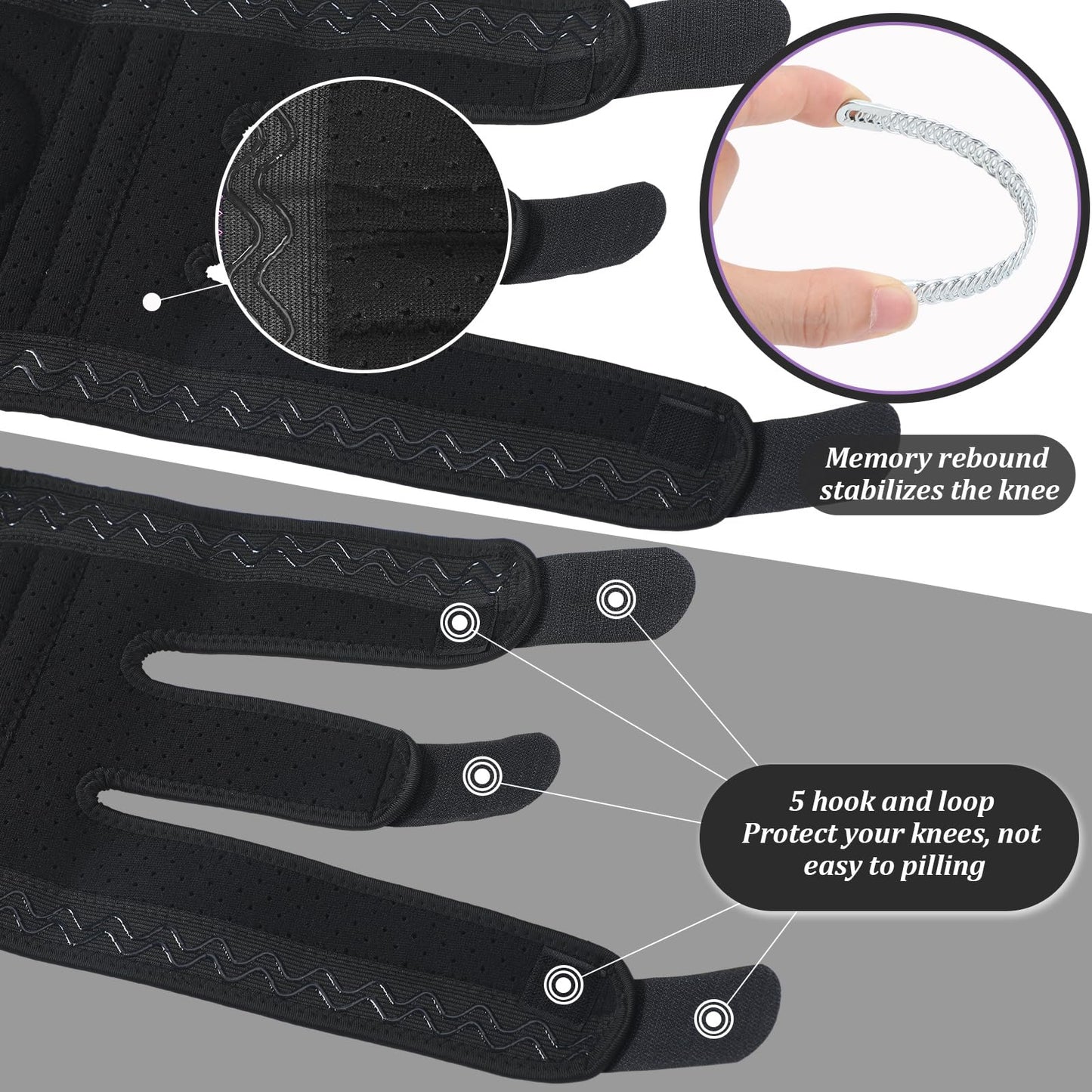 Foilswirl 1 Pcs Kids Knee Brace with Side Stabilizers Patella Gel Pads Adjustable Straps Youth Child Knee Brace Support for Meniscus Tear Sports, Meniscus Tear (Black)