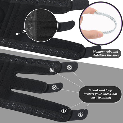 Foilswirl 1 Pcs Kids Knee Brace with Side Stabilizers Patella Gel Pads Adjustable Straps Youth Child Knee Brace Support for Meniscus Tear Sports, Meniscus Tear (Black)