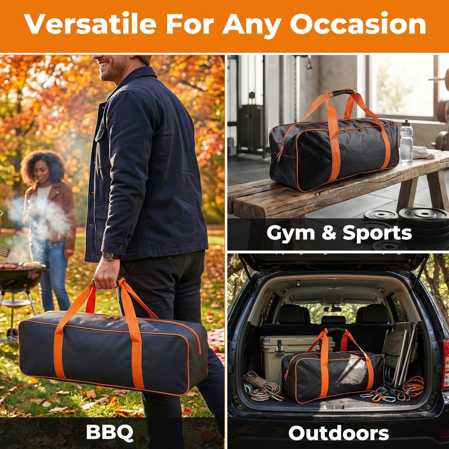 Grill Tool Storage Bag, 24" x 8" x 8" Large Capacity BBQ Accessory Storage, Heavy-Duty Utensil Grill Accessories Organizer Case Storage Compatible with Blackstone.Black (No Accessories)
