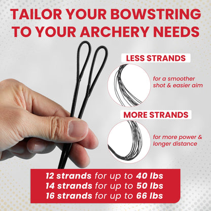 Legend Recurve Bow String - Dacron Bow String Replacement - Traditional Bowstrings - Recurve Bow Archery Accessories - Archery Equipment for Recurve Bows - Bowstring AMO 64 inch - 12 Strands