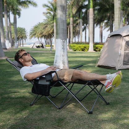 apollo walker Camping Chairs for Adults - 6 Legged Beach Chair with Foot Rest, Adjustable 90° - 135° Reclining Lounge Chair Outdoor, Folding Chairs for Outside with Detachable Pillow & Carry Bag Grey