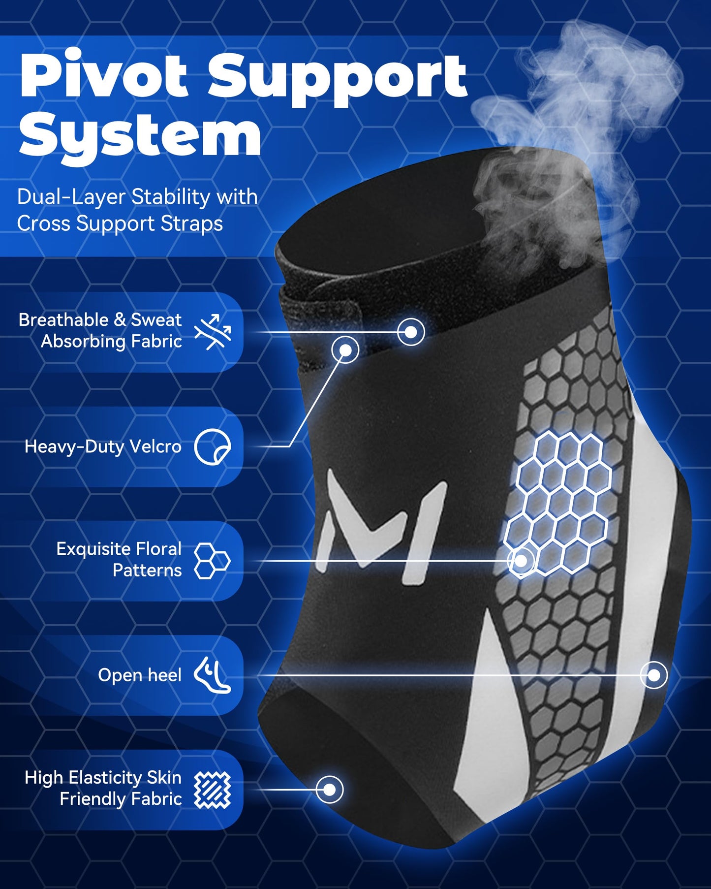 Ankle Brace for Men Women, Adjustable Stabilizer for Sprained Ankle Support, Breathable Low-Profile Lace Up Brace with Straps to Prevent Rolling, for Basketball Running & Sports (Purple*2)