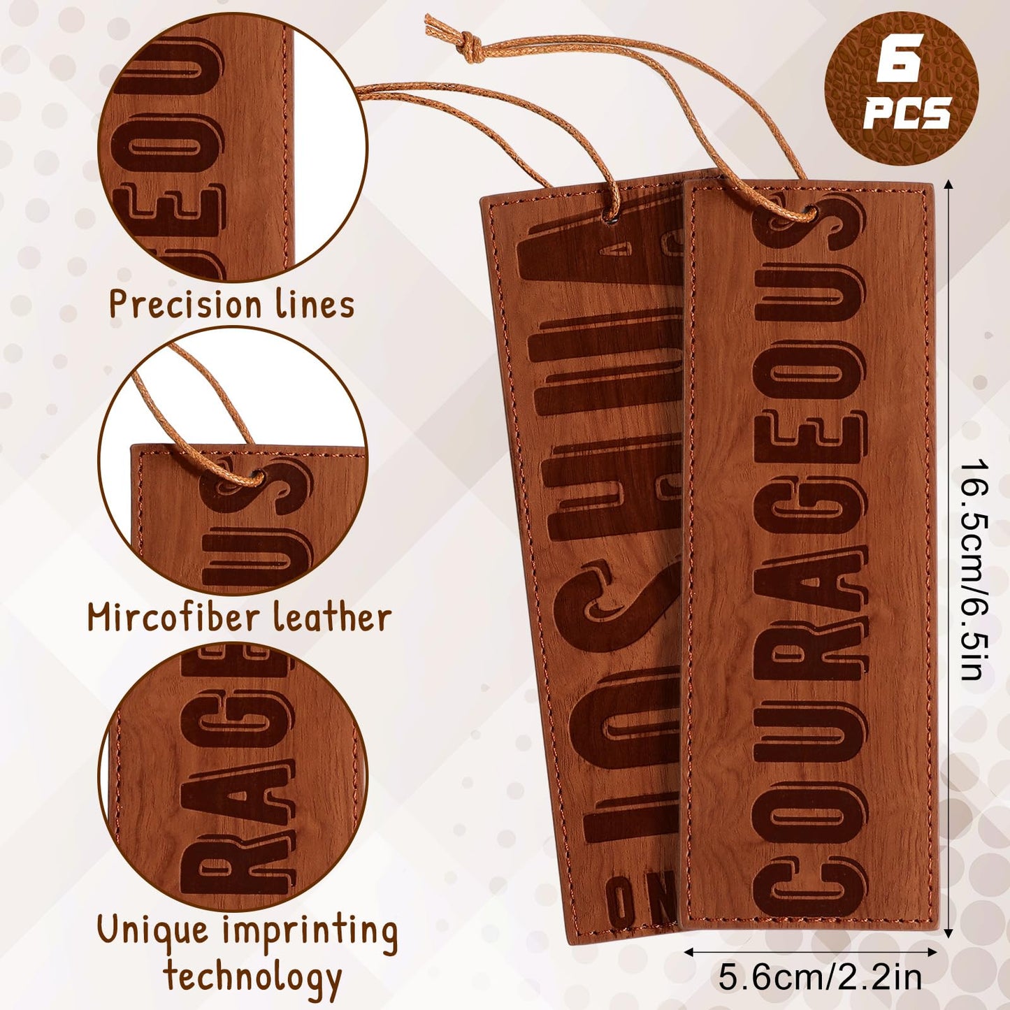 Skyygemm 6 Pieces Father's Day Church Gift Bulk Leather Bible Christian Religious Bookmarks Scripture Bookmarks Joshua 1: 9 Bible Cover Faux Leather with Inspirational Verse Dad Church Gifts for Men