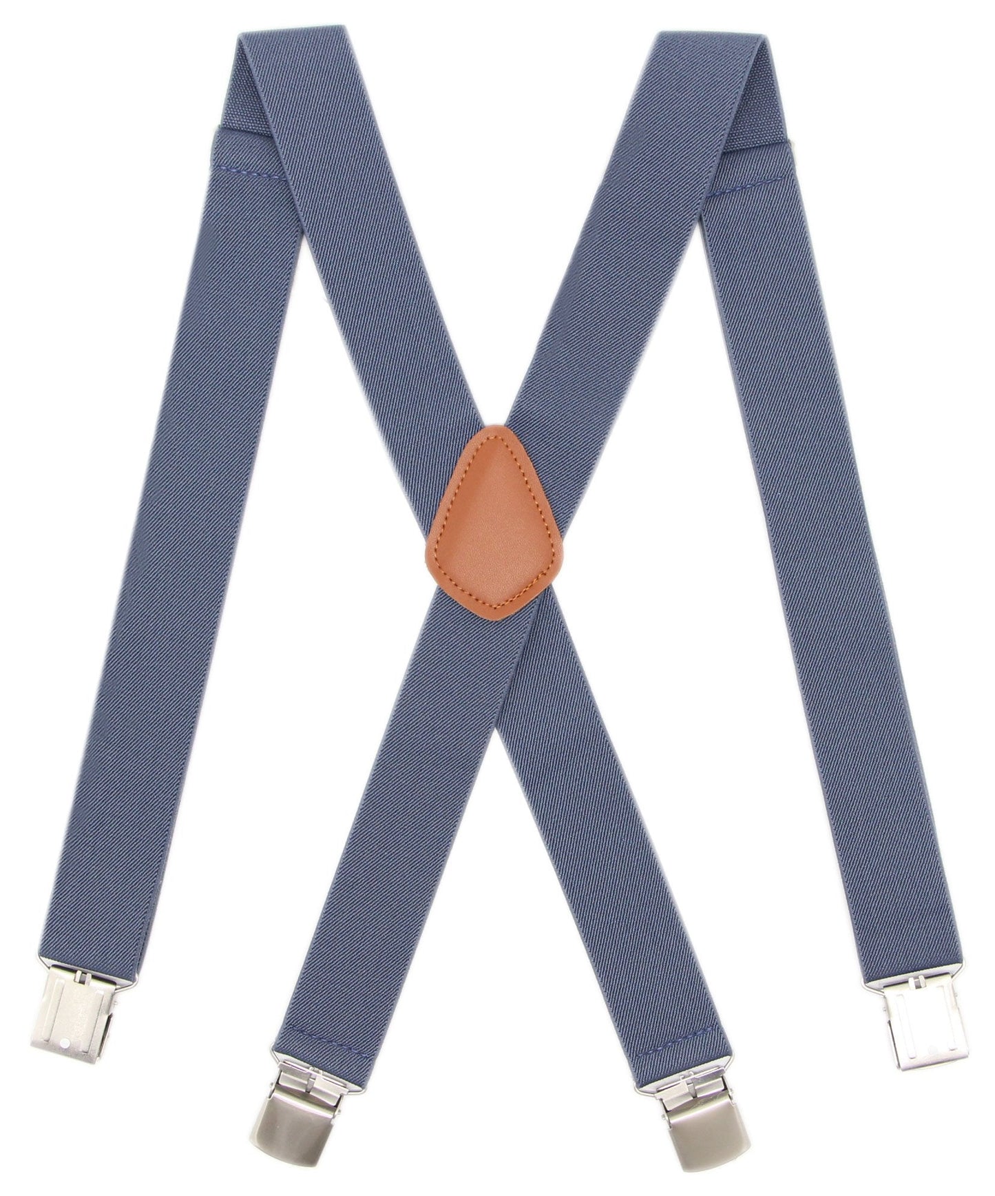 Bioterti Men’s Heavy Duty X- Back Suspenders-Adjustable Size, Long & Elastic Braces (Light Blue)