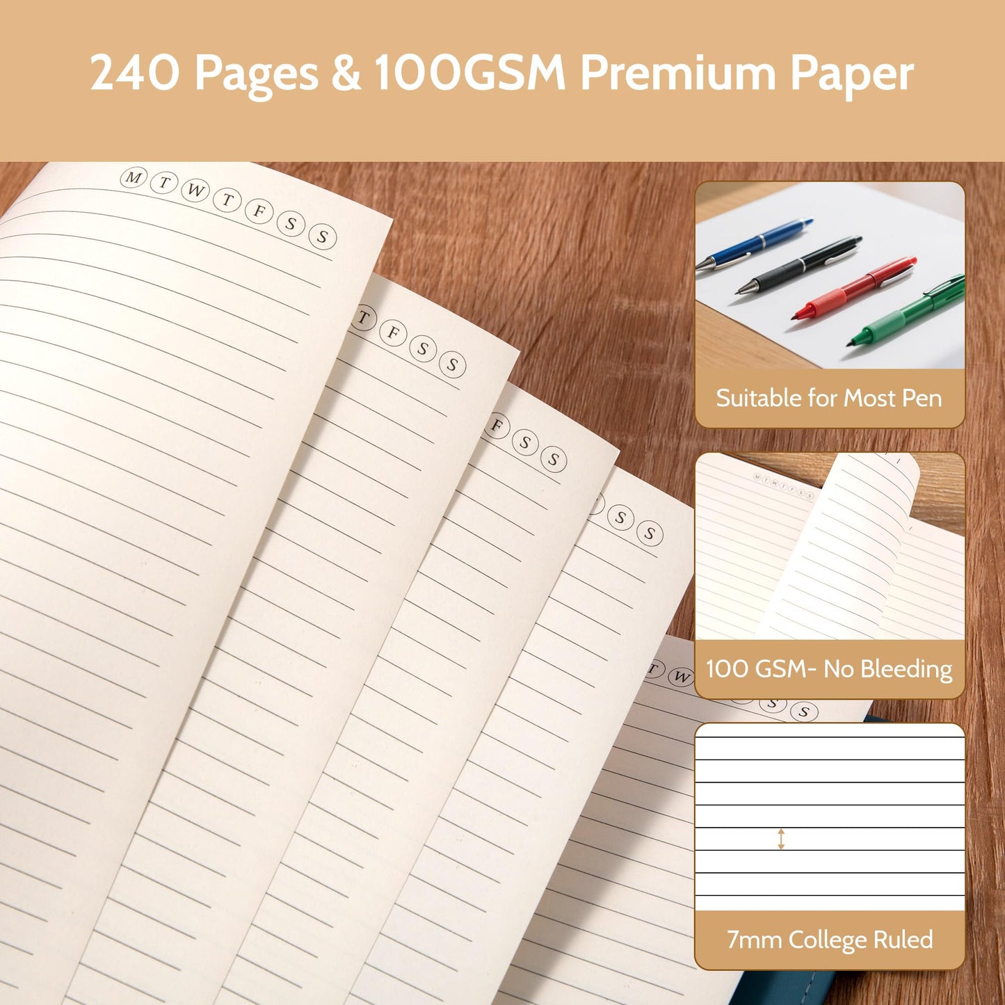Yoment Refillable Notebooks for Work 5 Subject with Removable Dividers Tabs 240 Pages Hardcover Leather Journals for Writing Large Discbound Planner Colleged Ruled Paper for Women Men 8.58 x 11,Green