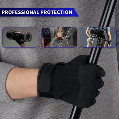 FIORETTO Fingerless Gloves for Men, Breathable Grip Palm Gloves for Motorcycle Riding, Driving, Cycling, Exercise, Workout, Climbing, Hiking and Outdoor Activities Black Medium