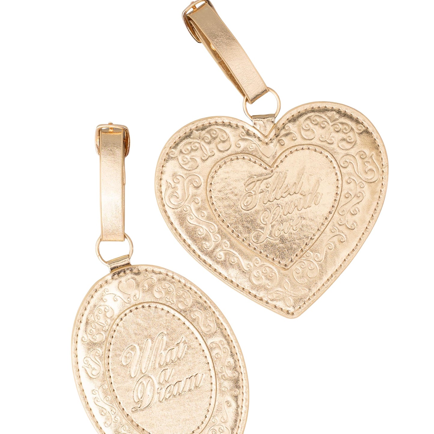 ban.do Getaway Suitcase Tag Set of 2 for Travel, Novelty Shaped Durable Vegan Leather Luggage Identifier (Lockets)