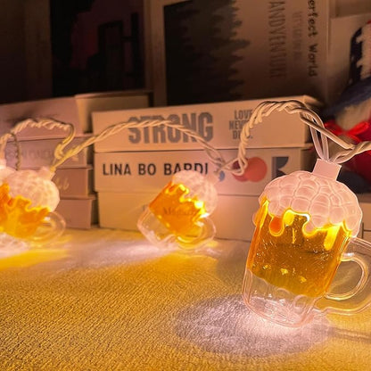 8.5Ft Beer String Lights, Novelty Party Decoration Lights with 10 Beer Mug Bulbs for Indoor & Outdoor, Summer Patio Outdoor Lights Perfect for Bar Patio Garden Beer Lovers' Parties
