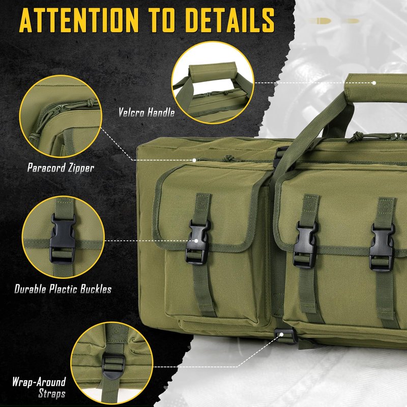 DULCE DOM 36 inch Double Rifle Case Soft Gun Bag for Rifles Pistols Storage & Transportation, All Around Shooting Range Tactical Backpack, Valentine Gifts for Men Boyfriend Husband