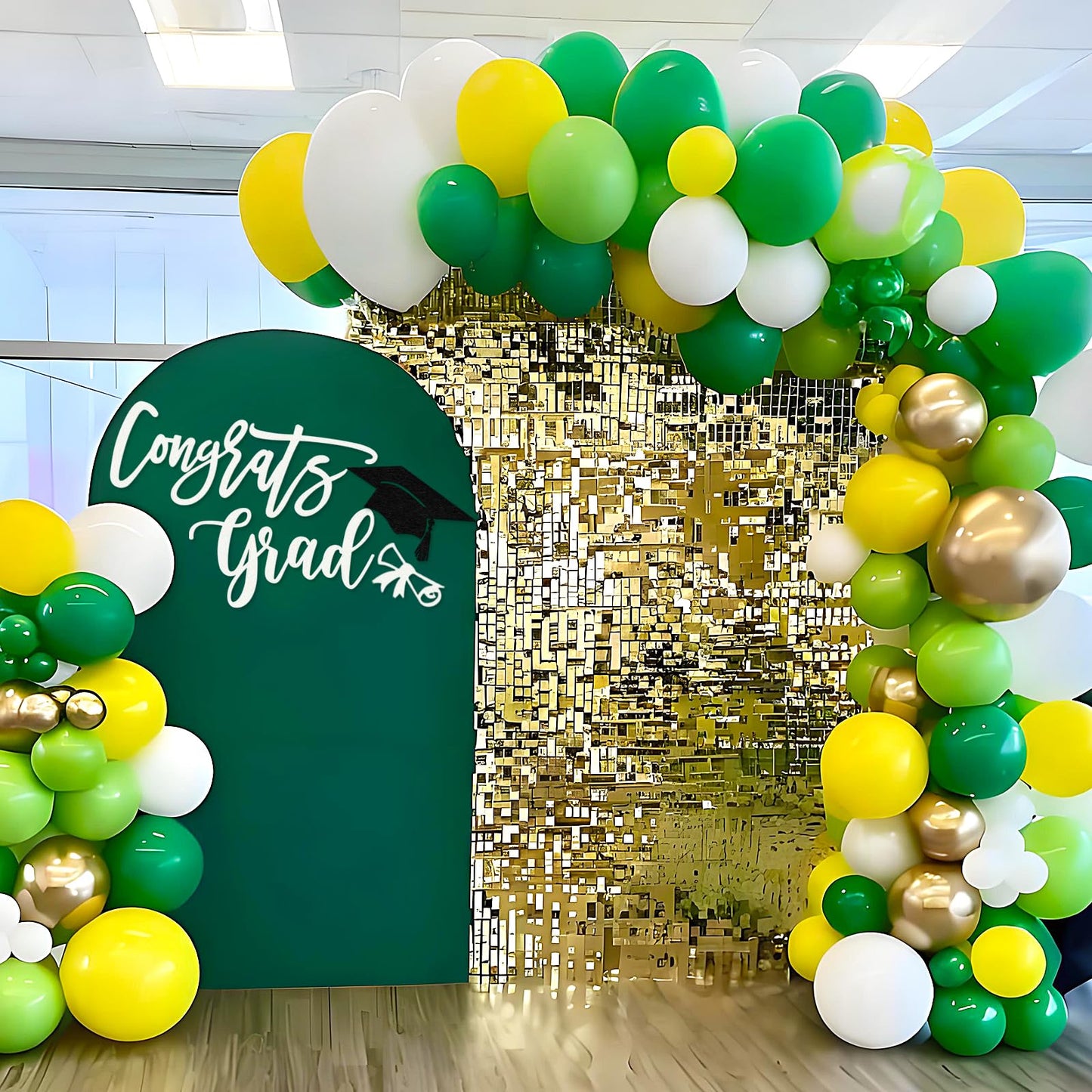 MASTRON Congrats Grad Deal Sign for Backdrop - White Felt Graduation Party Sign Class of 2026 Balloon Arch Backdrop, High School Event Deal Decor, College Commencement Sign
