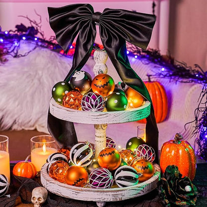 JORNOY Halloween Ornaments Set, Shatterproof Plastic Hanging Baubles for Tree with Lanyard, Balls Baubles for Home Holidays Decor, 2.36 inch/60mm, Ghost
