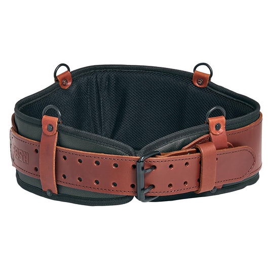FESA Padded Tool Belt with Back Support - Padded Leather Tool Belt with D-rings for Suspenders - Perfect for Electricians, Carpenters & Framers - Adjustable from 37"-44" - Handcrafted (Cherry)