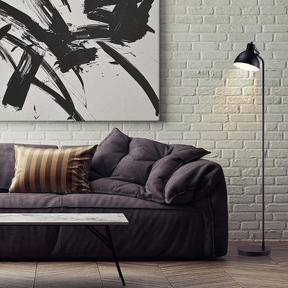 GLOBE Electric 60" Floor Lamp, Matte Black, On/Off Rotary Switch on Socket, 6-Foot Black Cord, Reading Light, Bedroom, Living Room, Home Decor