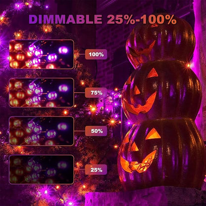 Chuya Halloween String Light Decor Orange Purple Lights 105FT 300 LED Fairy Light END to END Plug UL588 Waterproof Outdoor Indoor Decoration for Party Yard Christmas Tree(No Music)