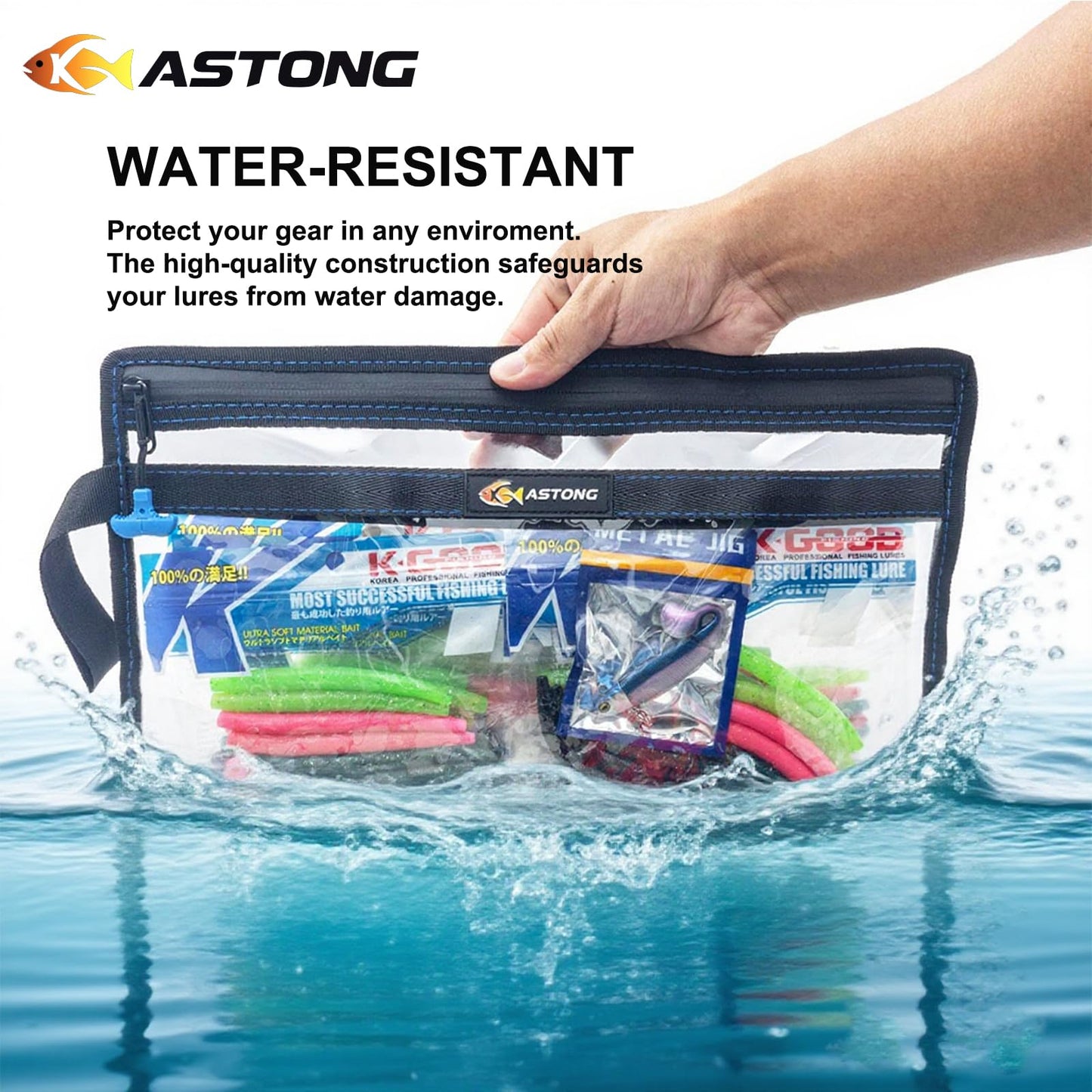 KASTONG 2 Layer Water-resistant Fishing Bait PVC Clear Storage Bag BaitShield Tackle Bag Storage for Bait Tackle Lures Soft Plastics and Fishing Gear Large Capacity 2 Size (4Pcs Medium)